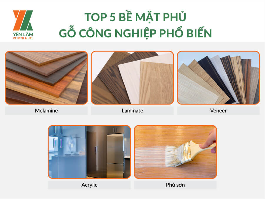 top 5 các bề mặt phủ ván công nghiệp phổ biến