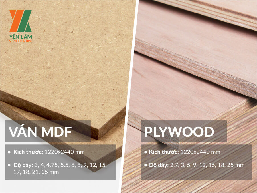 So sánh độ dày ván mdf và gỗ plywood